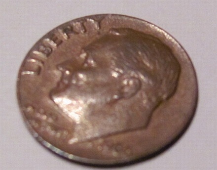 1966-Dime-Core-Only-Missing-Copper-Nickel-Layers!